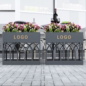 Creative hollow out flower pots large tall black planter box