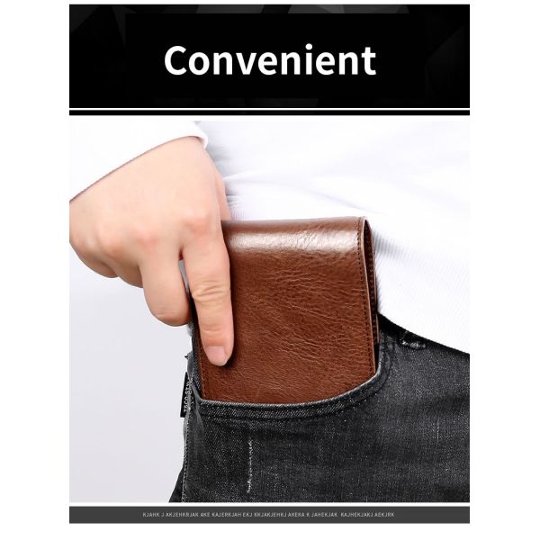 Customized Men's Slim Genuine Leather Wallet Rfid Holder Purse with Open Closure Type