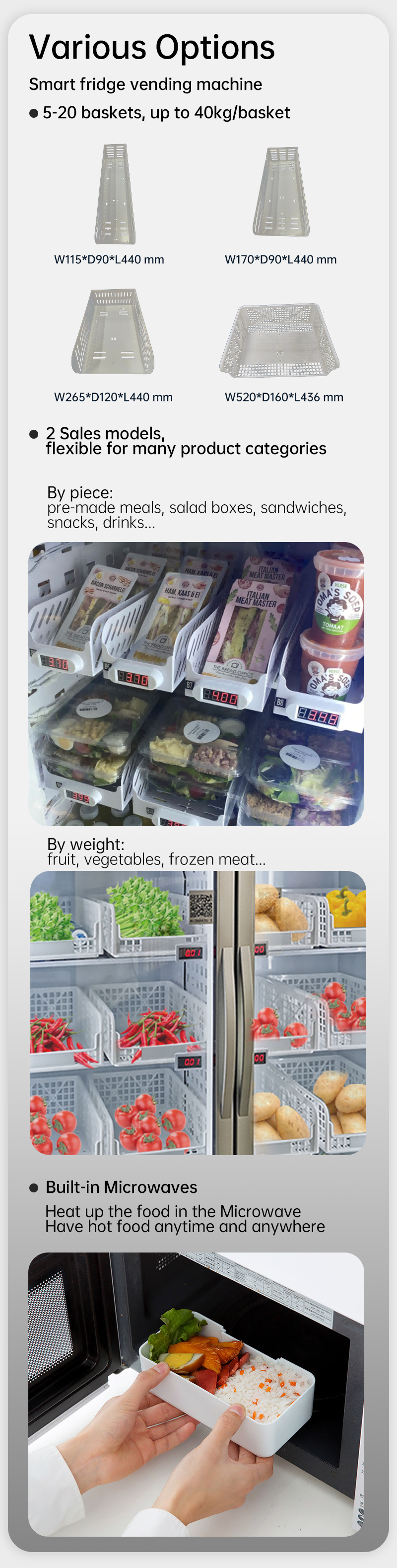 Smart Fridge Vending Machine With Microeaves For Hot Food Meal.Snack Drink Salad Vending Machine With Card Reader