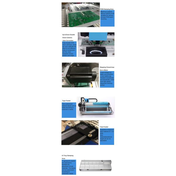 CHM-T48VB Double Side Feeders AC220V Desktop SMT Pick And Place Machine for LED Assembly Line