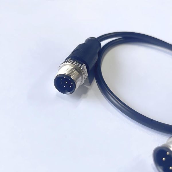 ODM M12 Cable Assembly DC-6G Frequency Range Gold Plated Brass Low VSWR ≤1.25 Male 8P to Male 4P