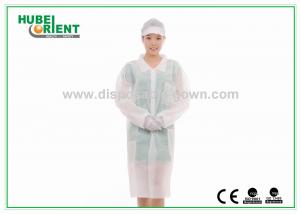Wholesale Dust-Proof Nonwoven PP Colored Disposable Visitor Coats With Snaps With Dofferent Style Collar from china suppliers