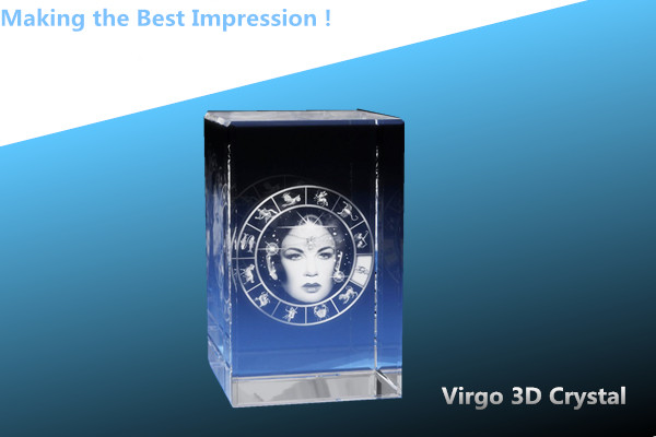 Virgo 3D Crystal/virgo 3d crystal cube/3d laser crystal/3d laser crystal