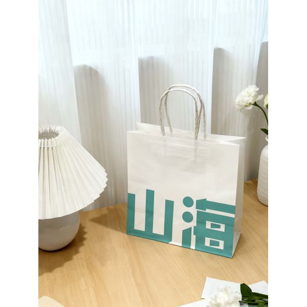 Custom Recyclable Disposable Kraft Paper Twisted Handle Bag Printing Take Away Bag
