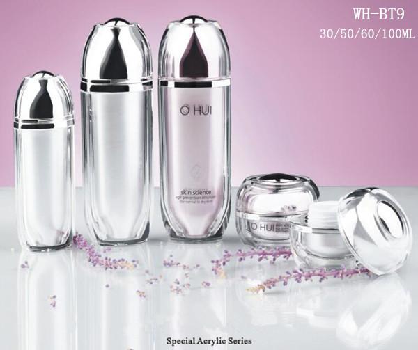 Quality new design 30ml 50ml 60ml 100ml plastic luxury cosmetic acrylic serum lotion pump  bottle for sale