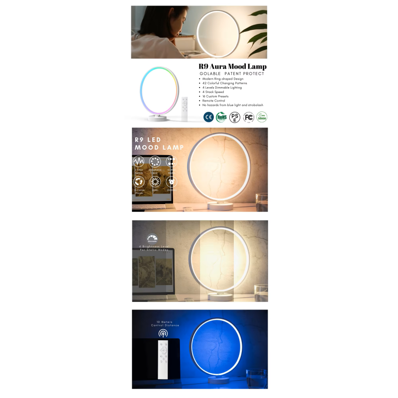 24W Smart Table Lamp with Remote Control and Dimmable RGB Mood Lighting for Modern Design