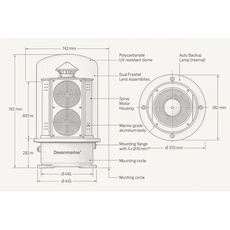 Servo Driven Rotating Marine Beacon With Backup Power LED Marine Beacon Light