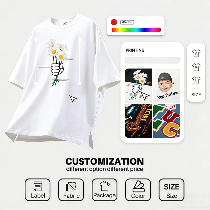 Custom OEM/ODM 2026 Spring Summer New Heavyweight Firefly Glow Knitted Breathable Sporty Blank Digital Print T-shirt 100% Cotton