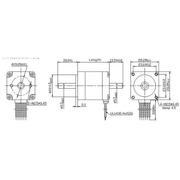 Nema11 28mm DC Small Hybrid Servo Motor 1.8° Step Angle In High Working Efficiency