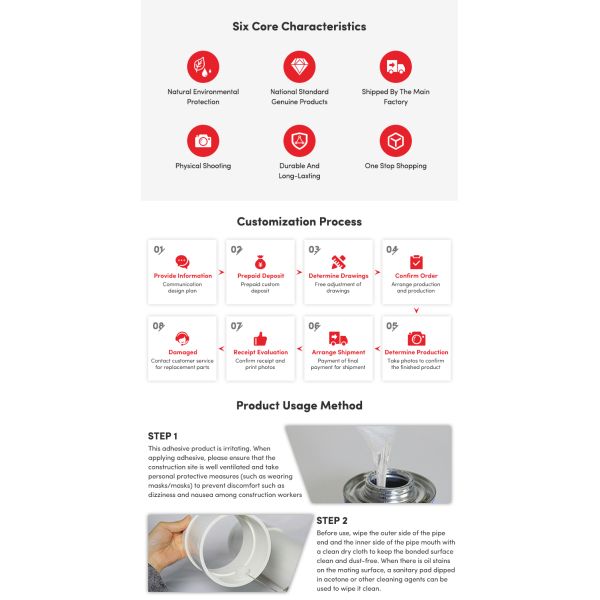 Pipe Connection PVC Water Supply Pressure Pipe Adhesive PVC Solvent Cement