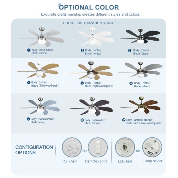 ceiling fan Restaurant Pull Chain Switch Ceiling Fan Six MDF Blades AC Motor