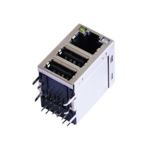 Wholesale HY981106A Ethernet RJ45 Connector With Dual USB LPJU5111BGNL from china suppliers