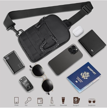 Small Sling Bag for Men, Tactical Inspired Waterproof Utility EDC Mini Crossbody Chest Bag for Travel Work Sport