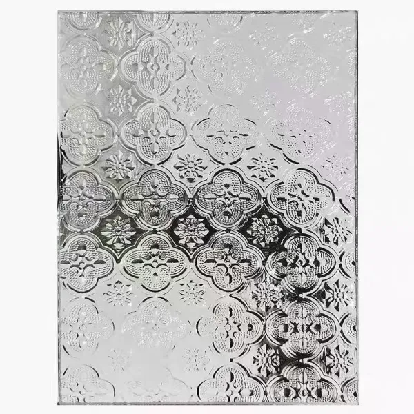 Antique Grid Patterned Tempered Embossed Decorative Glass Interior Wall Partition Panel