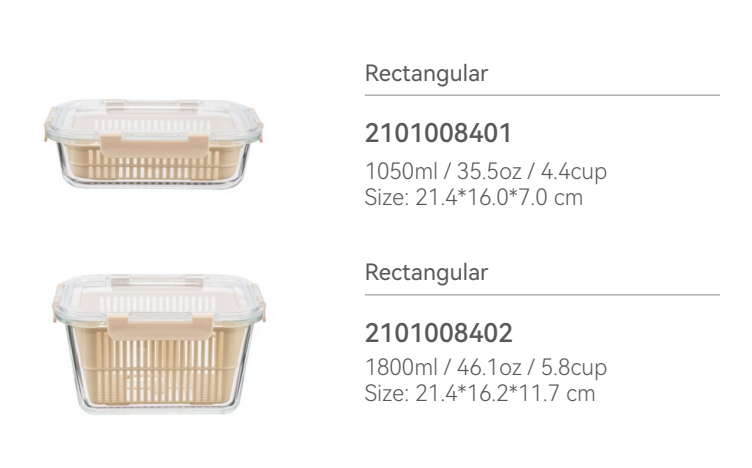 IKOO Transparent Rectangular Glass Food Storage Container with Silicone Lid and Eco Friendly Design