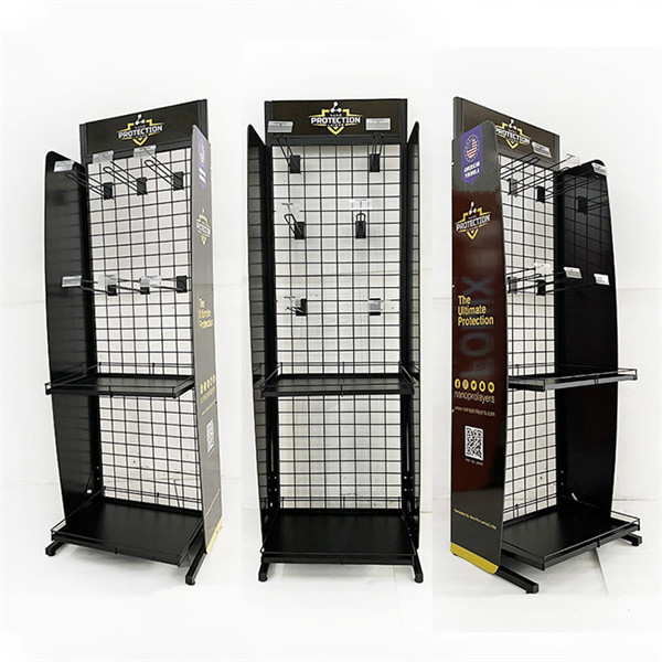 supermarket wire rack display hook with price tag and wheels floor display stand