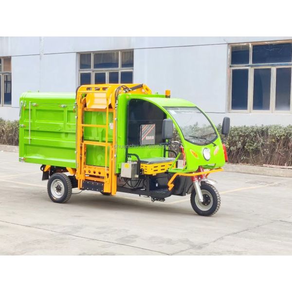 Three Wheeled Electric Side Loading Garbage Truck With Long Lasting Battery