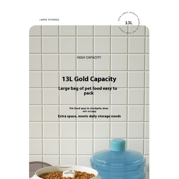 Smart Pet Solid Pattern 13L Eco-Friendly Moisture-Proof Storage Bucket Automatic Cat/Dog Grain Vacuum Bucket Battery Cat