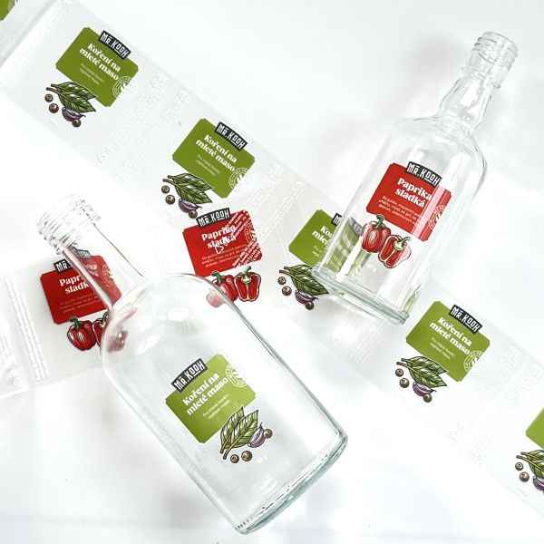 Custom Self-adhesive Package Roll Label Printed Stickers Waterproof Glass Bottle Transparent Label
