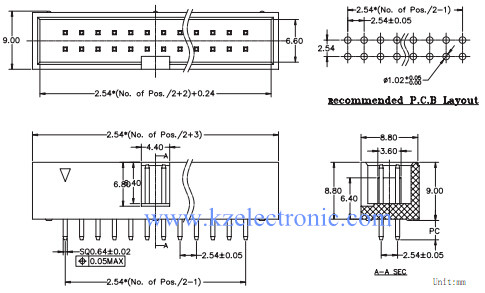 2.0mm male connector PCB box header right angle connector