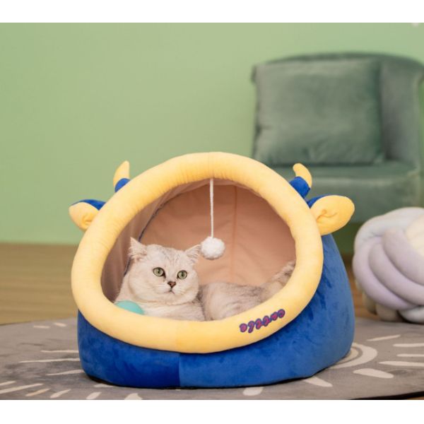 2-In-1 Round Cat House For Indoor Cats Clearance Cushioned Pillow