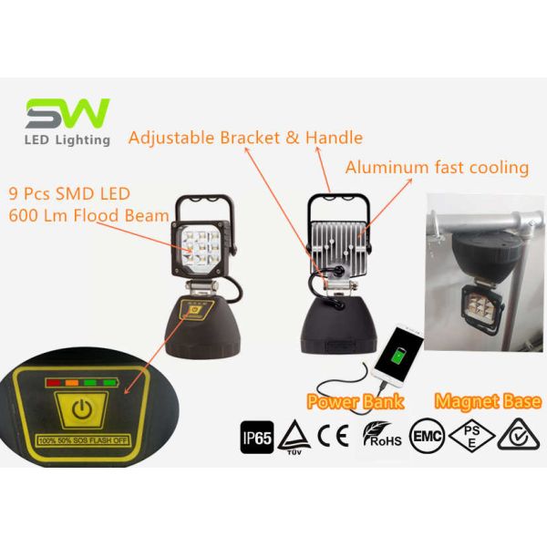 Cool White LED Hand Work Light Li - Ion Battery Powered Magnetic Work Light SOS Flash