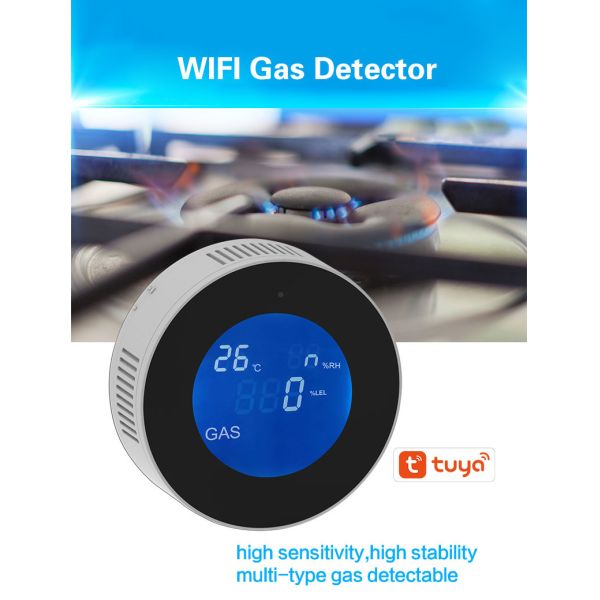 Home Alarm System Wi-Fi Tuya Led Digital Alarm Leak Detector Gas Sensor Gas Leak Detector