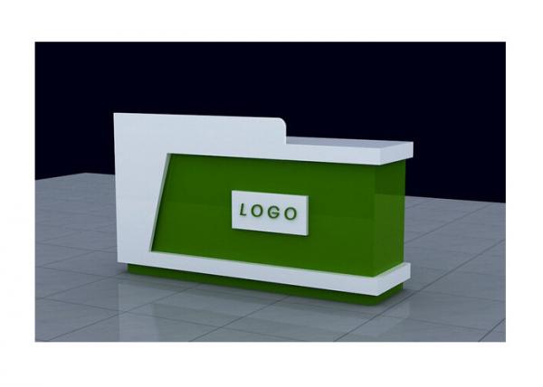 Quality White And Green Retail Checkout Counter Freestanding Movable For Shopping Mall for sale