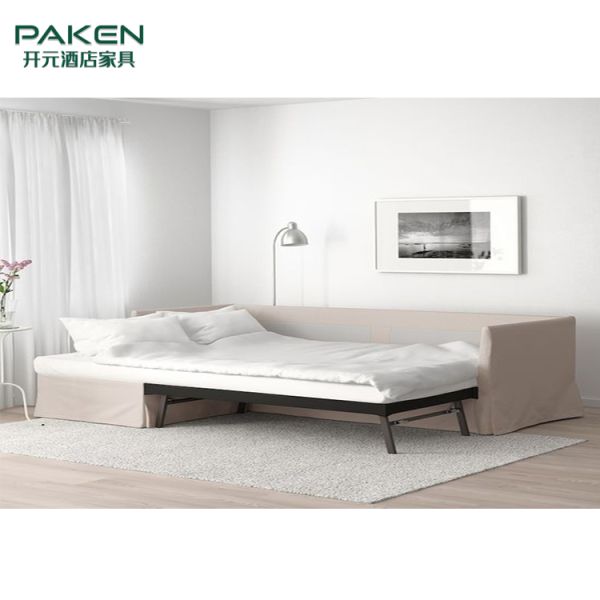 Transformable Wooden Frame Hotel Sofa Bed Suite
