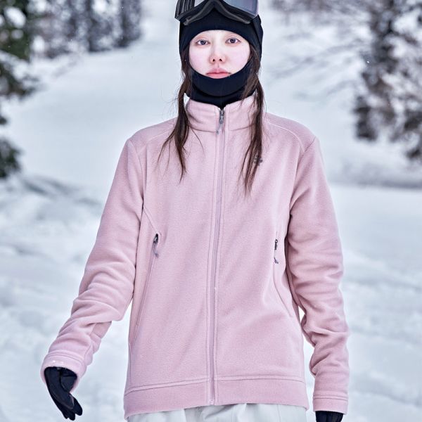 Unisex Polar Fleece Zip Up Mid Layer Jacket for Ski Outdoor