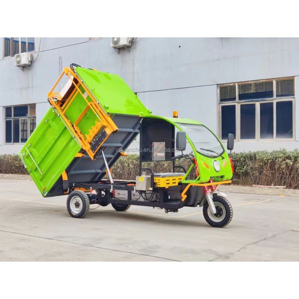 Three Wheeled Electric Side Loading Garbage Truck With Long Lasting Battery