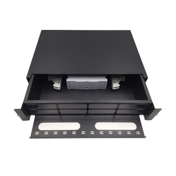 19 Inch Rack Mounted MPO/MTP Fiber Optic Patch Panel with 48/96 Fiber Capacity and SPECC Material