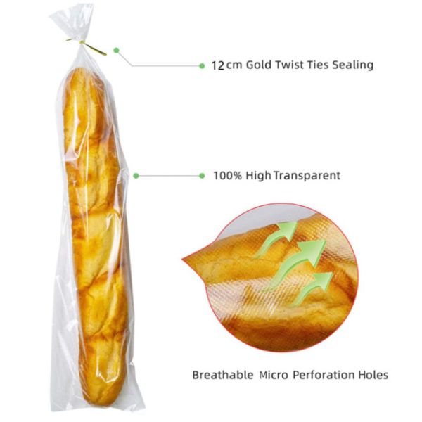 Reusable Plastic Bread Bag Packaging For Loaf Bread Compostable Customized