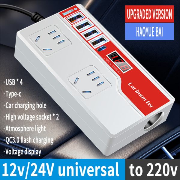 Modified Sine Wave Output 150W-200W Hybrid Grid Inverter DC 12V to AC 110V Inverter with Dual USB Ports and Type C