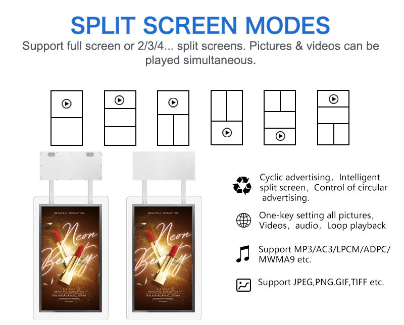 Window Facing High Brightness LCD Display 2 Sides LCD Screen 1080P HD Transparent Frame
