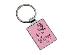 Wholesale Laser Engraving Logo Leather Key Chains 55mm 4mm Pink Key Ring Advertising from china suppliers