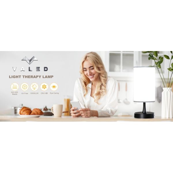 10000 Lux Light Therapy Lamp with Adjustable Brightness and Remote Control for Seasonal Affective Disorder