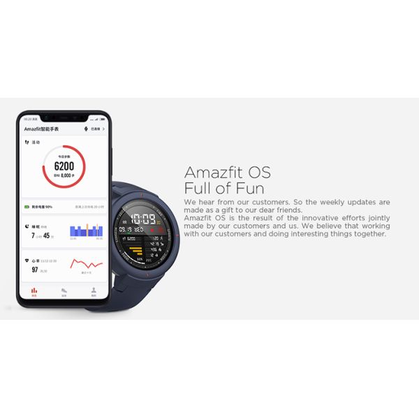 Global Version Amazfit Verge Smart Watch IP68 Waterproof AMOLED Screen Smart Sports Heart Rate Watch Amazfit Smart Watch