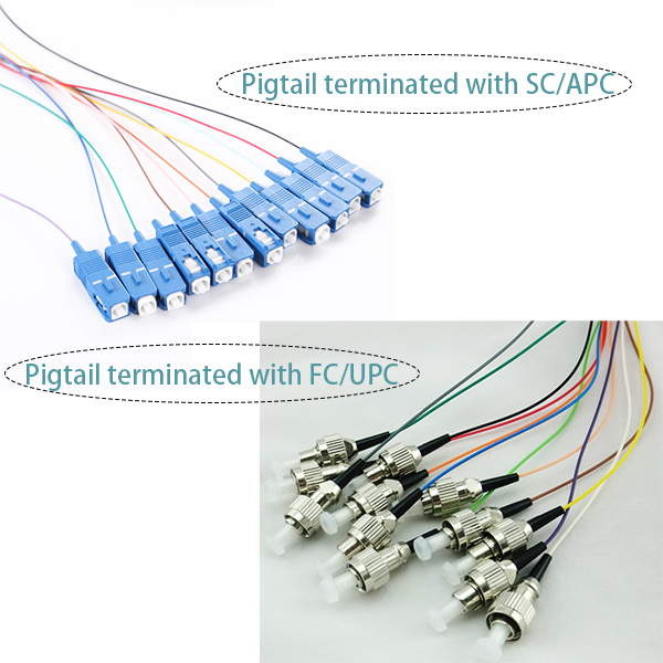 6 Strand Fiber Optic Pigtail LC / UPC OM3 Breakout Pigtail With PVC Jacket
