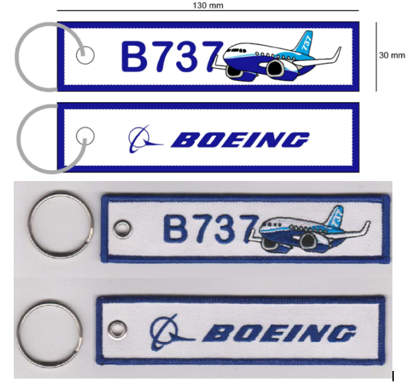 Warplane 125×25mm Embroidered Keychains Merrow Border With Metal Ring