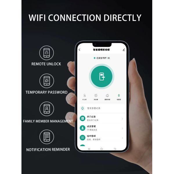 360° Fingerprint Identification Digital Smart Door Lock With Camera and Wifi App Tuya