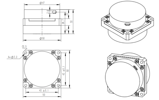 GSGYR102F Fibre Optic Gyroscope with ±900°/s Dynamic Range All Solid State and Long Life for Inertial Navigation