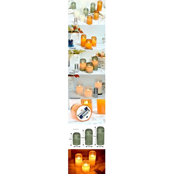 Sage Green Flameless Candles with Remote Control and Timer Function for 350 Hours of Warm LED Light
