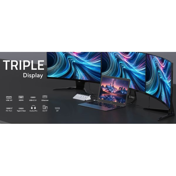 14in1 USB C Docking Station Dual HDMI Universal Docking Station UHD Triple Display