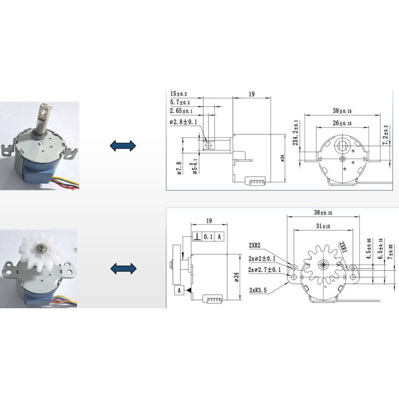 High Precision 24BYJ48 12V DC Reduction Stepper Motor 5 Wire