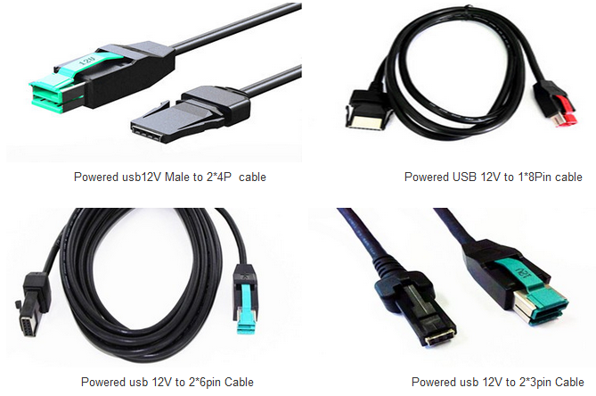 Multi Color 12 V USB Power Cable / USB Splitter Cable POS Terminals 8 Pin Connector