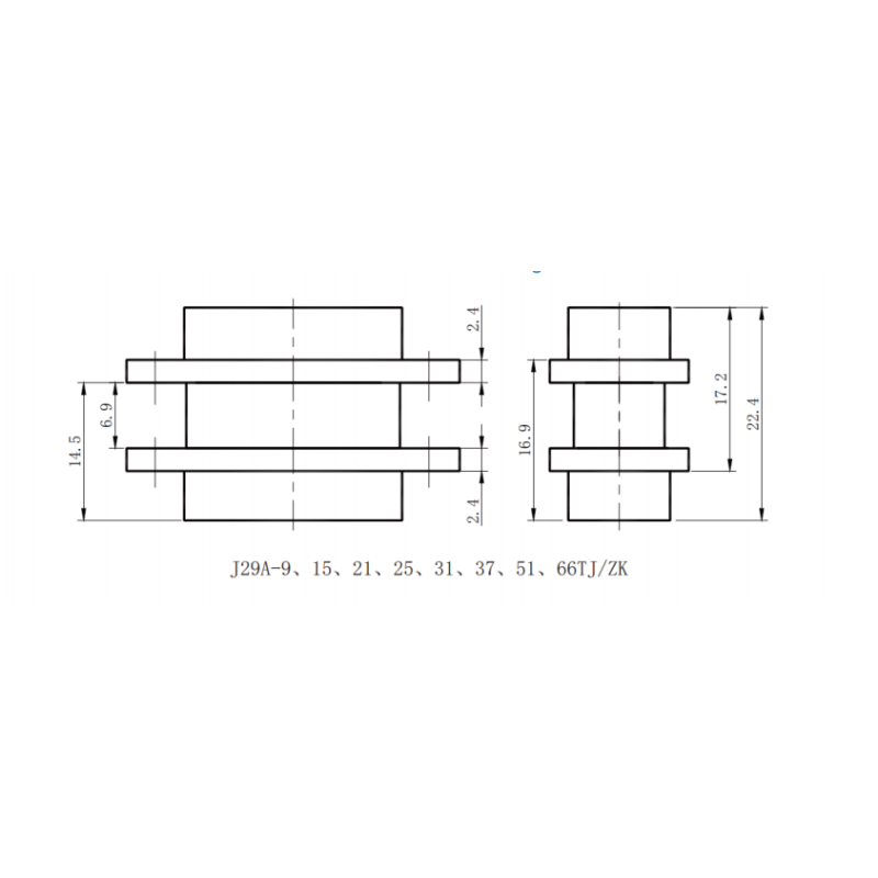 J29A-15TJL Rectangular Electrical Connector with 15 Pins Threaded Locking and Precision Twisted Wire Elastic Pins