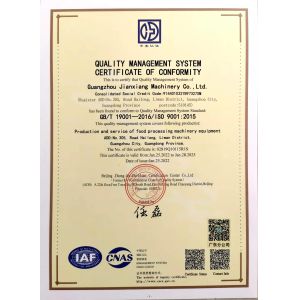 Guang Zhou Jian Xiang Machinery Co. LTD Certifications