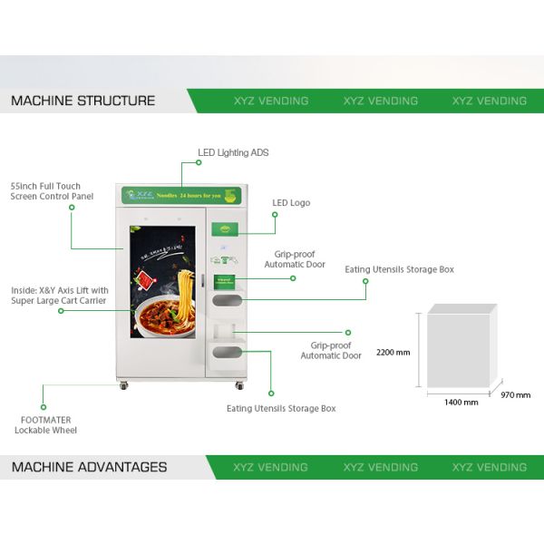 New Design Restaurant Two Microwave Ovens Instant Hot Food Ramen Tea Vending Machine for Sale