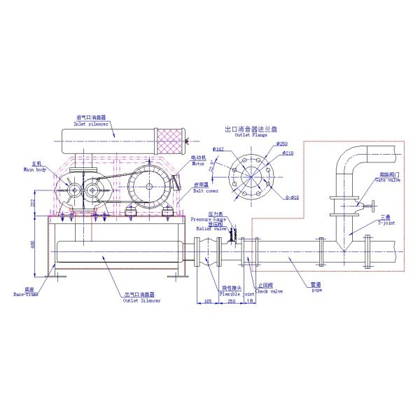Positive Displacement Three Lobe Roots Blower For Conveying In Cement Plant